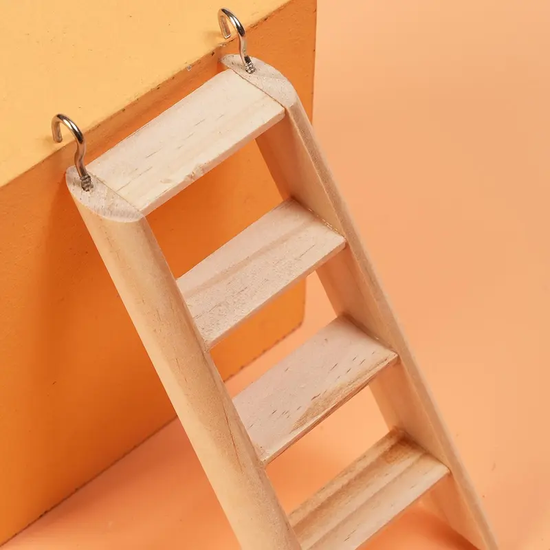 Wooden Hamster Climbing Ladder, 1 Piece Hamster Ladder with Hook, Pet Ladder Toy, Small Pet Supplies, Pet Accessories, Hamster Cage Accessories 4