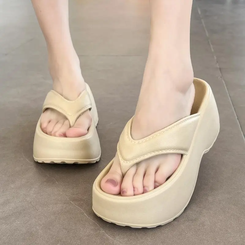 TEFANSY Sandal Wanita Jepit Karet Tinggi KoreaTerbaru Casual Premium Sendal Slop Wanita Dewasa Jelly Cewek Anti Slip Empuk EVA 3