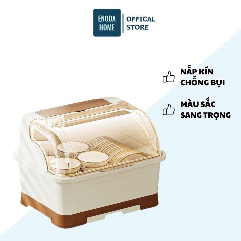  Kệ Úp Bát Đĩa Có Nắp Đậy Enoda Home Bằng Nhựa Thoát Nước Nhanh Róc Nước Tốt Chống Bụi Hiệu Quả GB005 