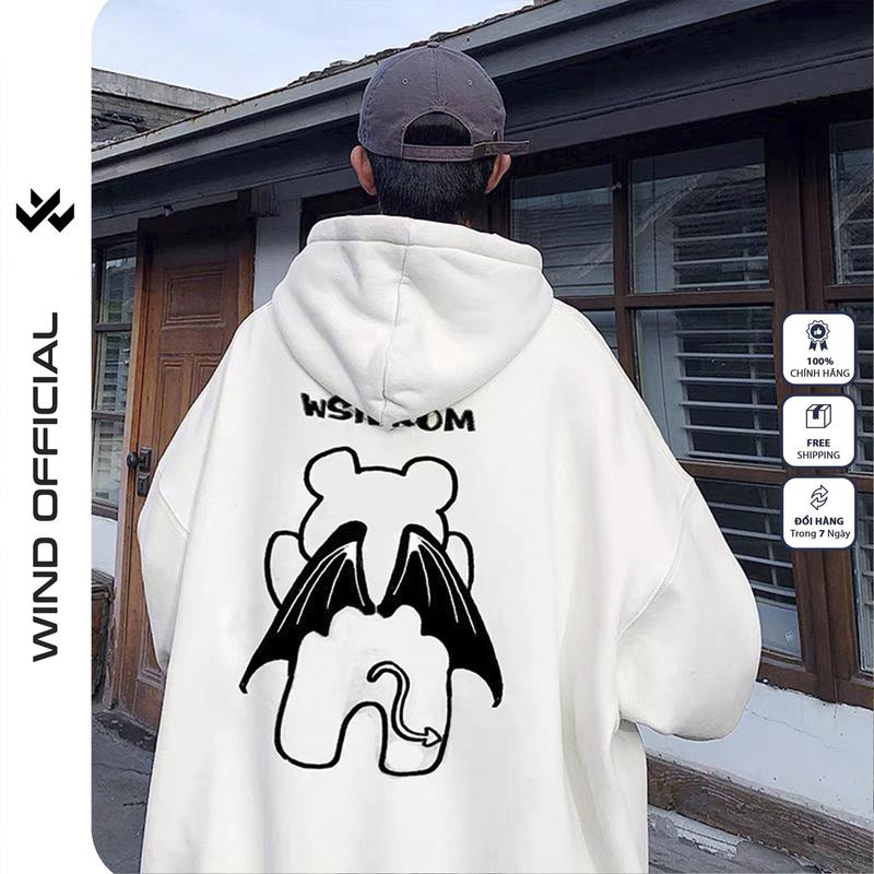 Áo khoác nỉ zip  form rộng Unisex Gấu Ác Quỷ Hoodie zip chống nắng thơi trang nam nữ oversize Menswear Dài Tay Tay Dài