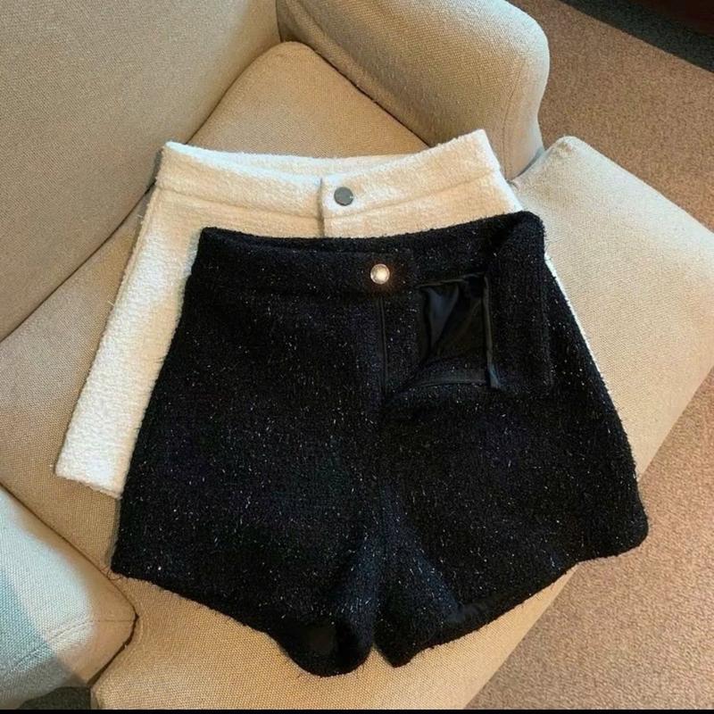 LOẠI ĐẸP - Quần sooc dạ kim tuyến cạp cao hách dáng có khuy Women Nữ