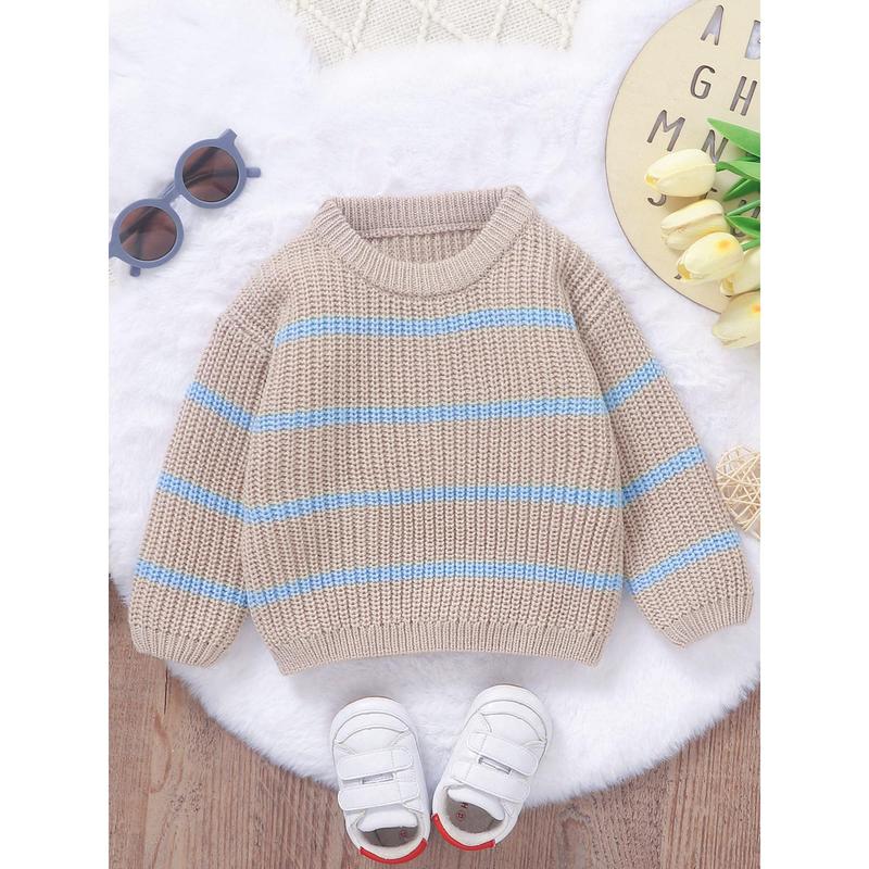 Newborn Baby Sweater Casual Stripe Print Warm Knitted Long Sleeve Pullover Infant Knitwear for Toddler 5