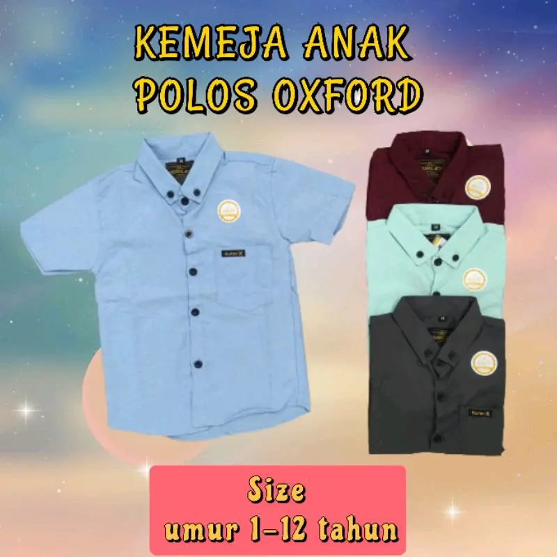 Kemeja Polos Anak-Anak terlaris, lengan pendek usia tanggung 2-15 tahun Polos Katun Laki-Laki 1