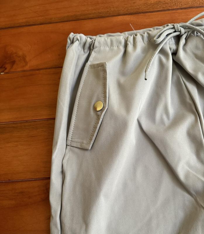 Quần dài ống rộng phối dây rút màu GHI XÁM Nữ Pants Women Ong 2