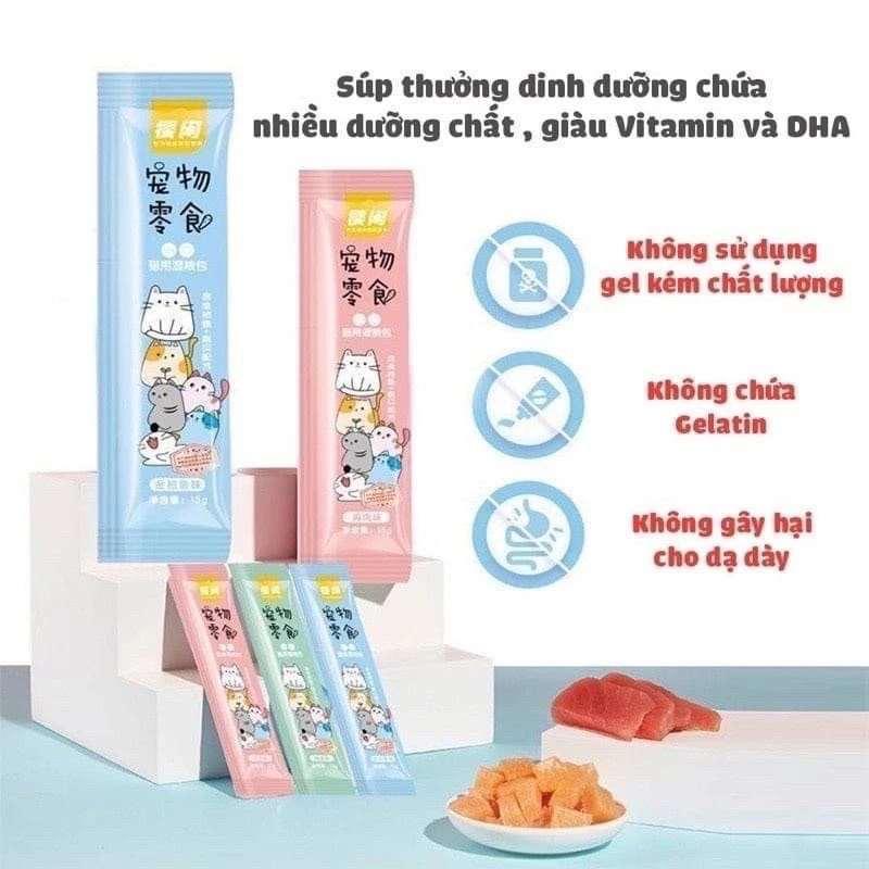 combo 50 - 100 gói soup thưởng cho chó mèo