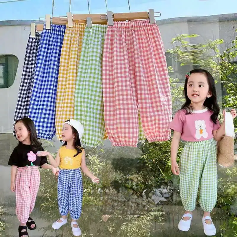 Quần dài bomber kẻ caro bo gấu cho bé gồm 5 màu cực xinh sz14-45kg[H4] 1