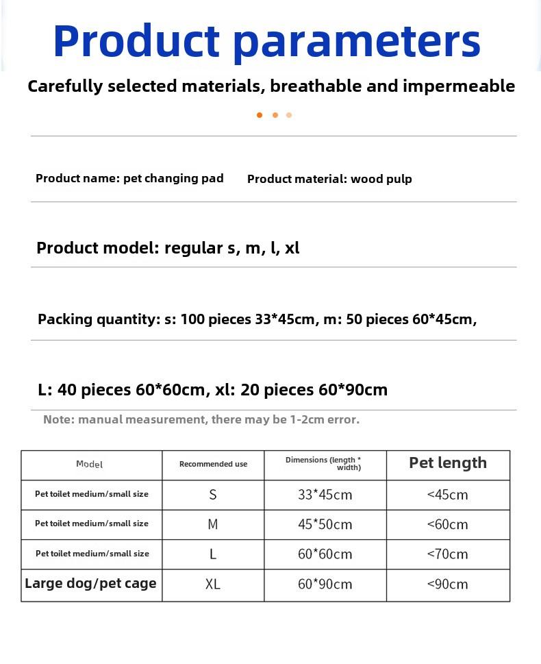 Product Introduction of Disposable Pet Pee Pads, Absorbent and Odor-Control Dog Pads, Thickened and Durable, Suitable for Home and Travel Use, Available in Multiple Sizes 0