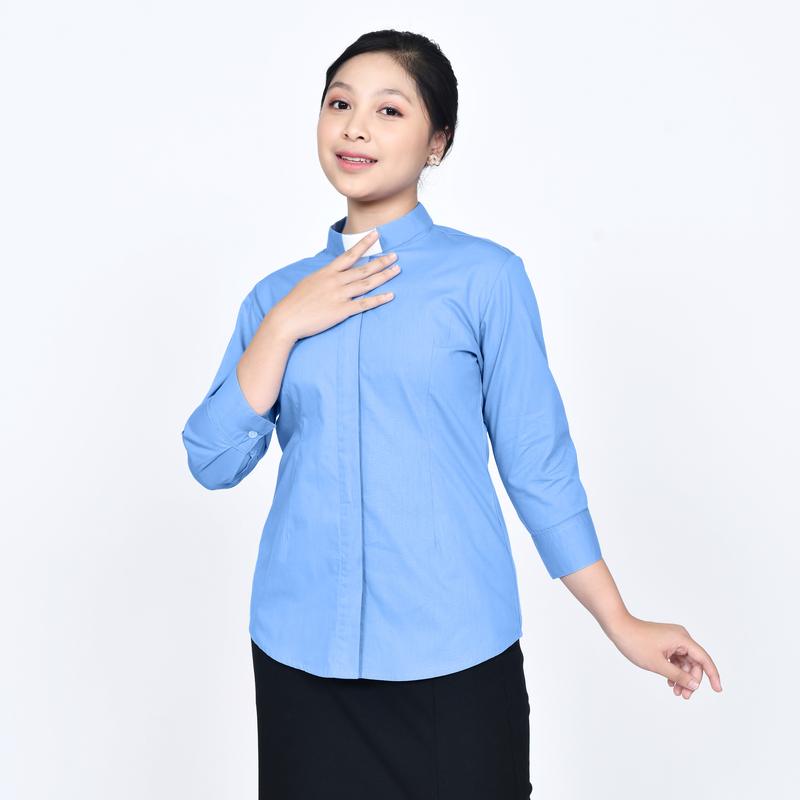 Pendeta - New Kemeja Collar Biru Langit - Japanese Cotton - Jos Miracle Bandung - Miracle - JMB Pria Baju 2