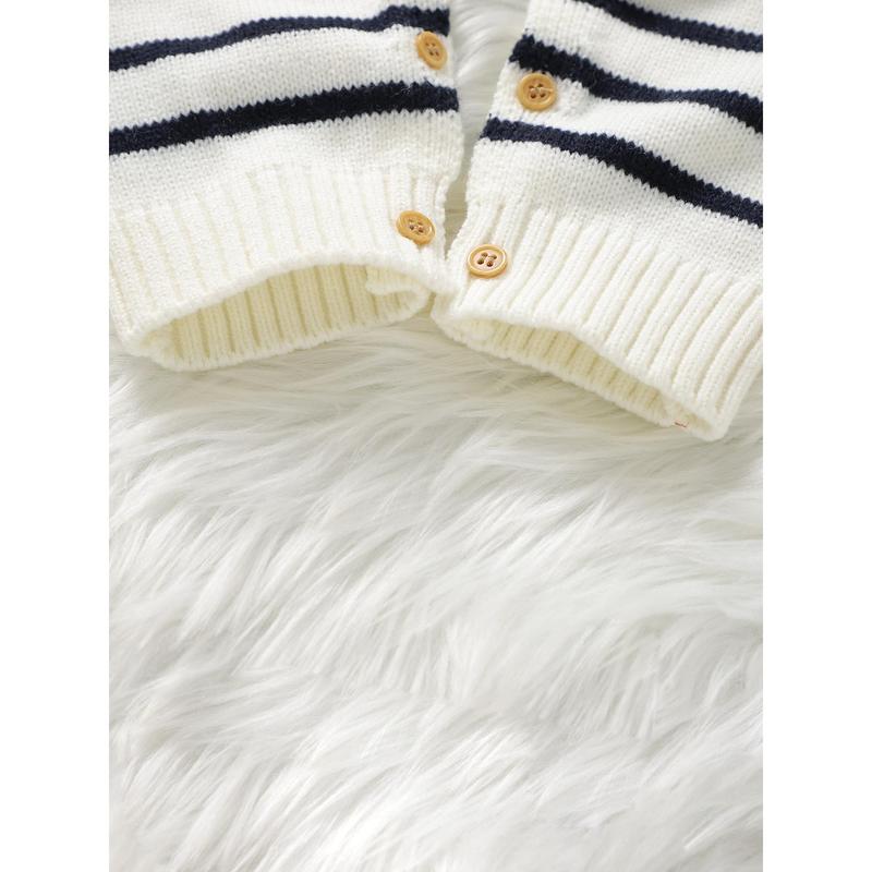 Baby Christmas Romper Striped Long Sleeve Santa Print Jumpsuit 1
