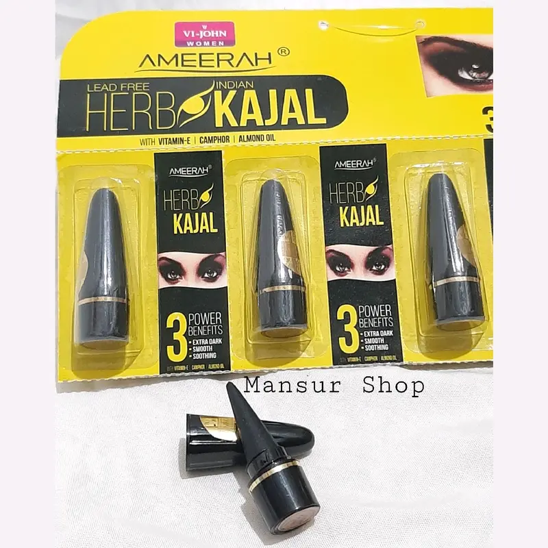 Ameerah Kajal Kecil Celak Mata Hitam - Pasta Herbal Dalam Tube Anti Air Eyeliner 1