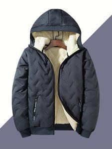 Chamarra de invierno con capucha aislada para hombre, forro de grapeno, 100% fibra de poliéster, estilo casual, corte regular, tela no elástica
