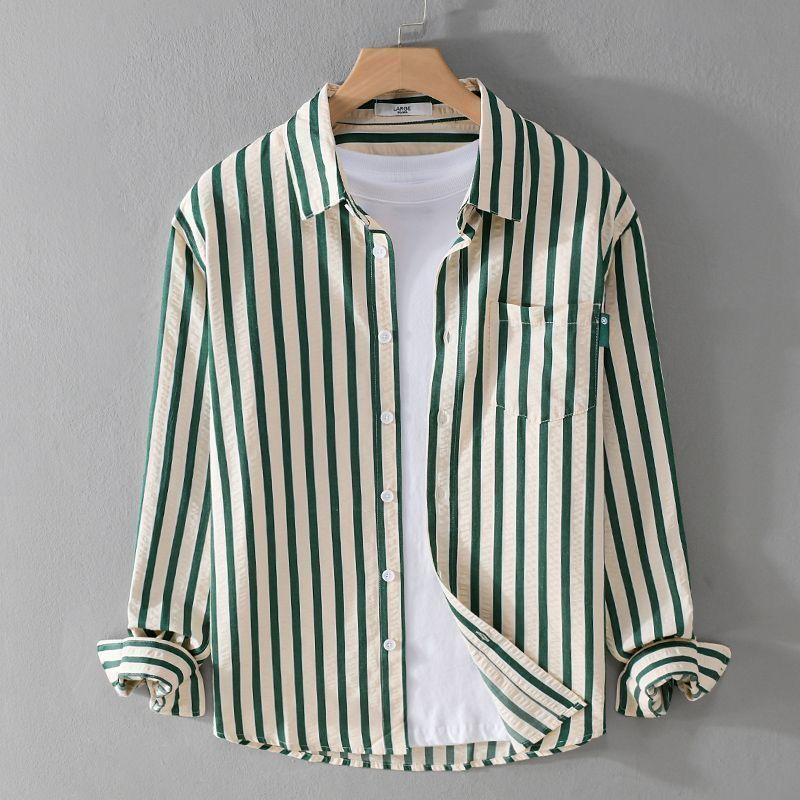 Product Introduction of Bán Chạy Nhất, Thời Trang Áo Sơ Mi Nam Dài Tay Kẻ Sọc, Bộ Sưu Tập Mới Mùa Xuân Và Mùa Thu, Họa Tiết Bong Bóng, Đơn Giản Và Thoải Mái, Phong Cách Đẹp Trai, Thích Hợp Cho Nam Giới Trẻ Trung, Áo Sơ Mi Ngoài Trời 1