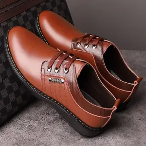 Sepatu Kulit Sapi Asli Anti Bau, Sepatu Kasual Renda Pria Dengan Sol Lembut