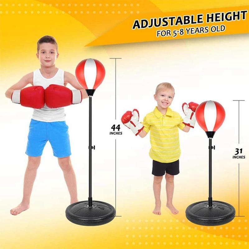 Punching Ball Bag Durable W/ Gloves Inflatable with Adjustable Stand Speed Boxing Set for Ages 7 to 14 Years Old Girls Gift Boys 2