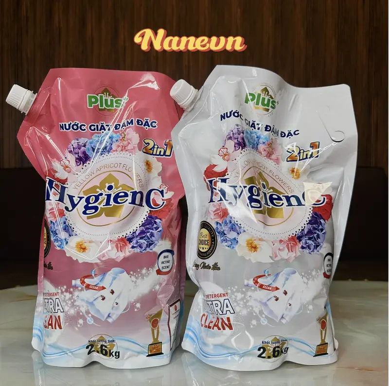 Hot [ComBo 3 Túi] Nước giặt HygienC Plus đậm đặc công nghệ thái lan - Dung tích 2600ml Làm Sạch (Tặng 1 Chai BoDymist - 2 túi xả 200ml - 1chai Xịt Thơm) 7