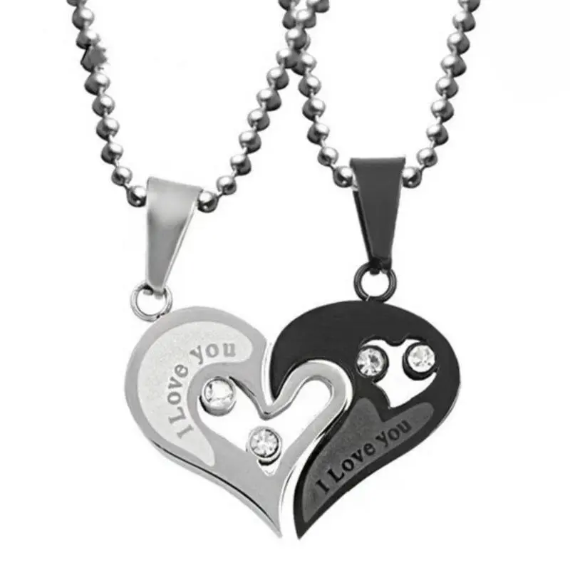 Hello Friend, Couple Necklace, Jewelry Puzzle, BFF Key Lock, Tai Chi Heart Pendant, Accessory Gift