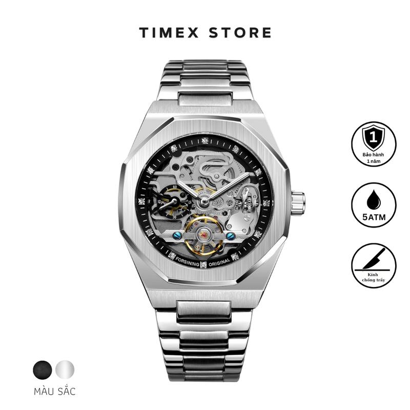 Đồng Hồ Nam Forsining Dây Thép Lộ Cơ - Kiểu Dáng Thịnh Hành - Tặng Kèm Dụng Cụ Tháo Dây - Bảo Hành 1 Năm, Chống Nước 3ATM Watch Đeo Tay