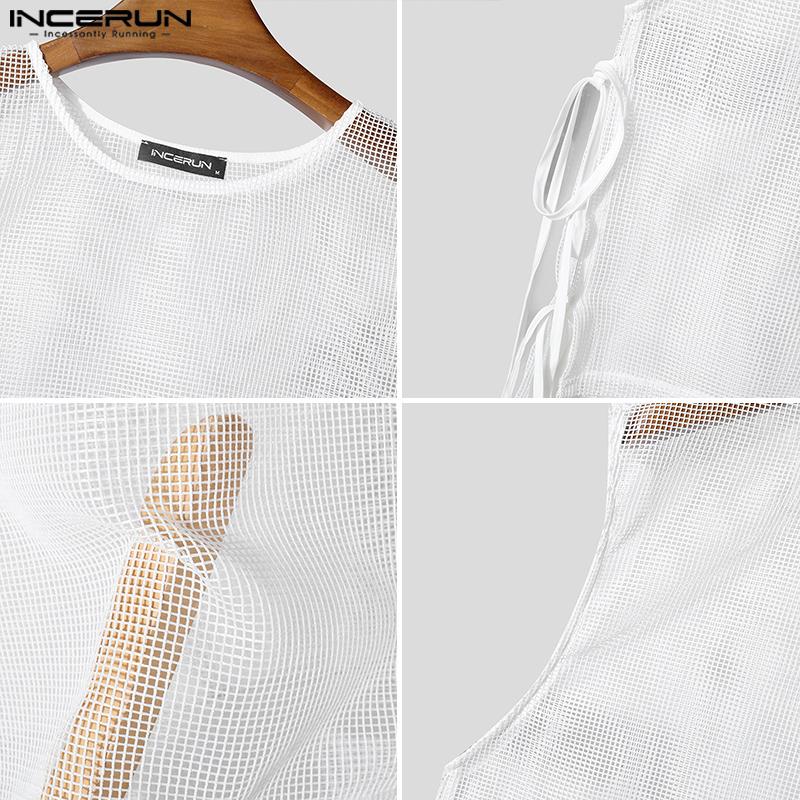 Áo Ba Lỗ Cho Nam, INCERUN, Không Tay, Thiết Kế khoét Mặc Ngày Lễ, Kiểu Sando Singlet, Áo Vest Dáng Rộng Vừa Vặn, Phong Cách Phương Tây 3