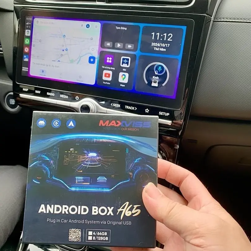 Androi box Maxviss A65 hàng cty chính hãng ram cấu hình cao chíp 8 nhân chia đôi màn hình tặng kèm vietmap s2 + youtube k quảng cáo .