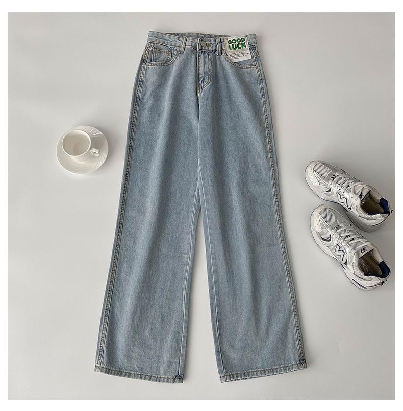 Product Introduction of New Biru muda kulot longgar high waist celana jeans panjang wanita（GOOD LUCK）（realpict） 8