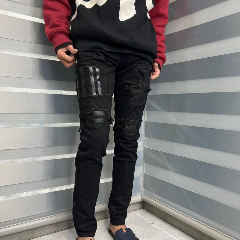 Quần jean bò chữ da đùi vá da cúc đẹp ôm gọn