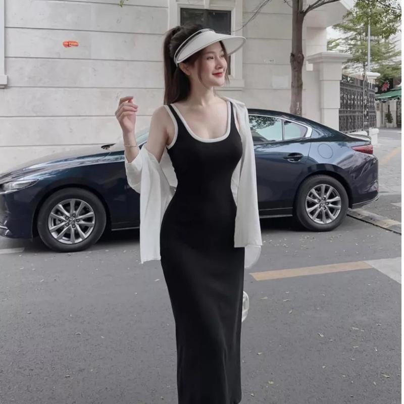  Set váy maxi dáng dài kêt hơp sơ mi sang chảnh cá tính Áo Kem Nữ 