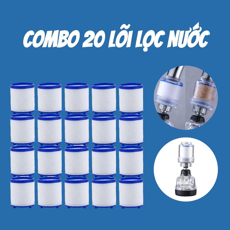 Combo 20 Lõi Lọc Nước, Lọc Sạch  Nguồn Nước Cho Đầu Vòi Tăng Áp Cao Cấp, Lõi Lọc Nước Sinh Hoạt Có Đá Khử, Lõi Bông Lọc  PP Tiện Lợi Vòi Lọc Nước đầu  lọc  nước