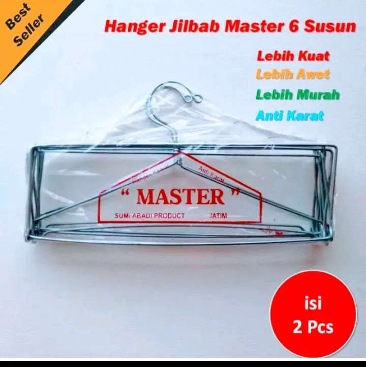 Hanger jilbab organizer isi 2 pcs/hanger besi tebal 6 susun Gantungan stabil lemari baju bajugantung