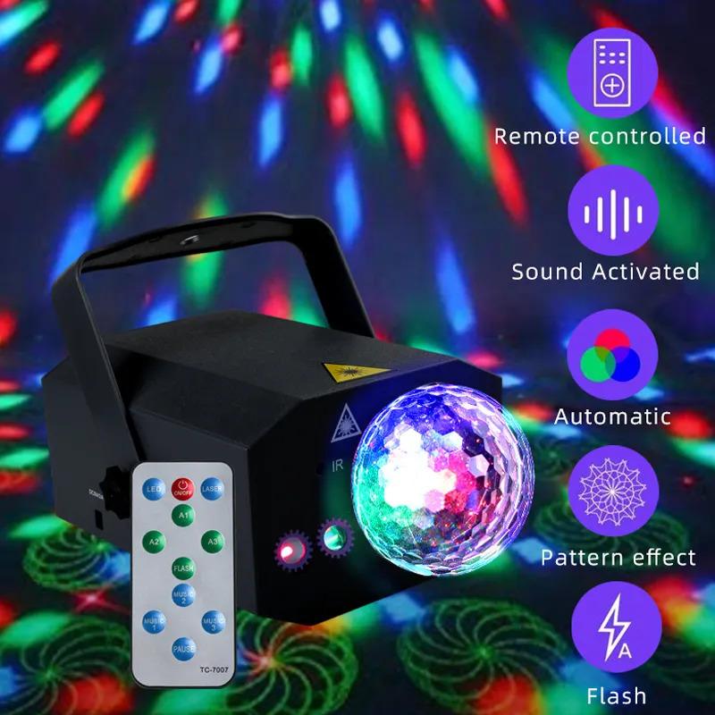Product Introduction of Sound Activated 16 Patterns Party Disco Magic Ball Laser LED Stage Lighting Remote Control For Wedding Xmas Holiday Party Decor 29
