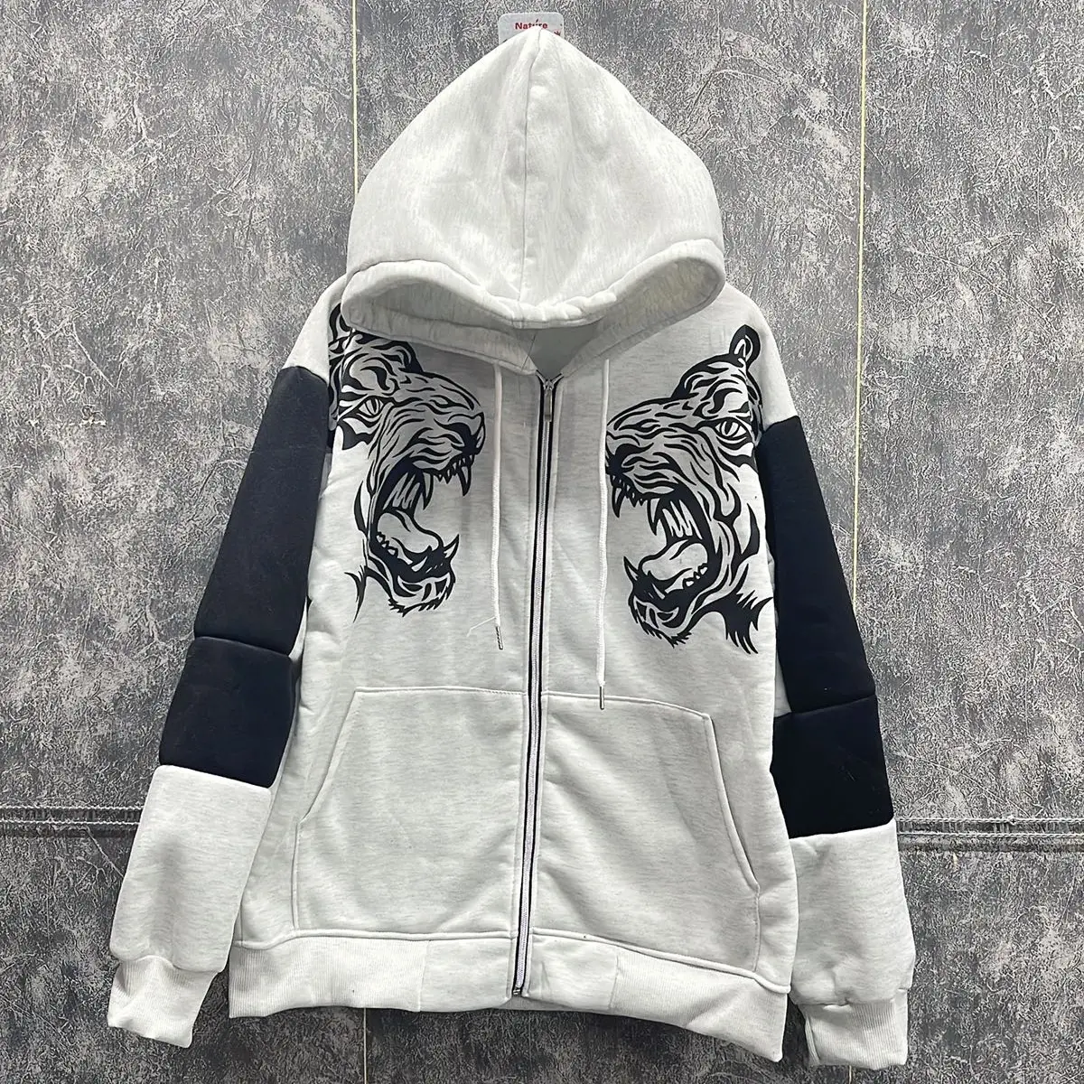 Áo Khoác Hoodie nỉ Nam Nữ hình Hổ in dập nổi  Women Top , mũ 2 lớp