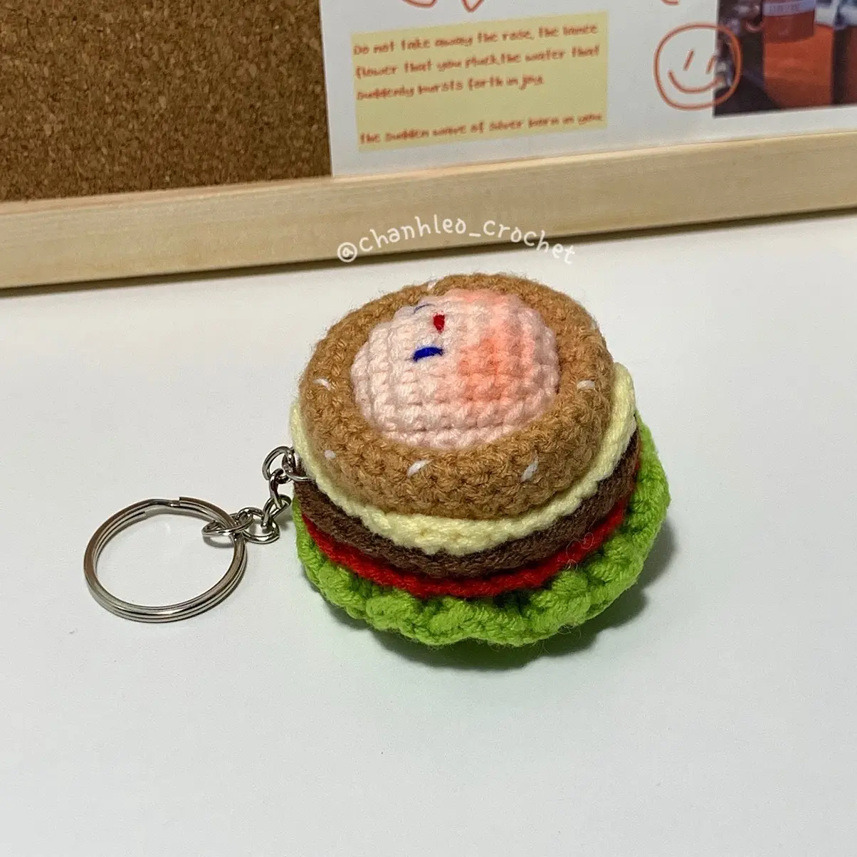 Móc Khoá Len Handmade Mochi Hamburger Mini Móc Chìa Khoá Móc Khóa