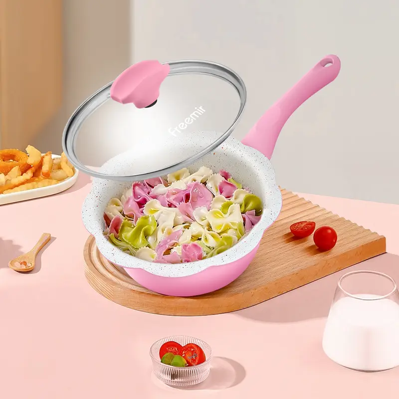 [freemir] Panci Susu MPASI Anti Lengket Bunga Tutup Kaca Gagang Bakelite Anti Panas Kitchenware 2