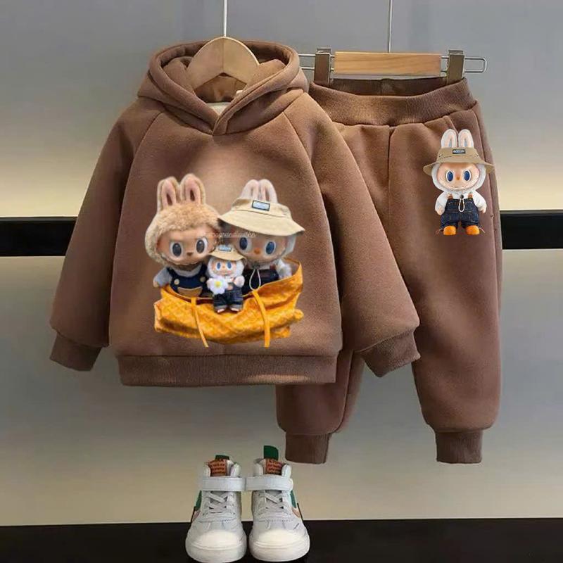 LABUBU Bộ Đồ Bé Trai Gái Hoodie Chất Vải Nỉ Tàu Dày Dặn In Hình LABUBU 5D Sắc Nét Size 6-30kg Áo Nỉ Có Mũ Cho Bé Trẻ Em Phù Hợp Mặc Ở Nhà Đi Chơi