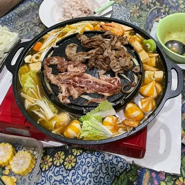 Happy Home Sukiyaki Bulgogi Pan 2 in 1 Panci Steamboat Marble Grill Pan Shabu Sonifer 2