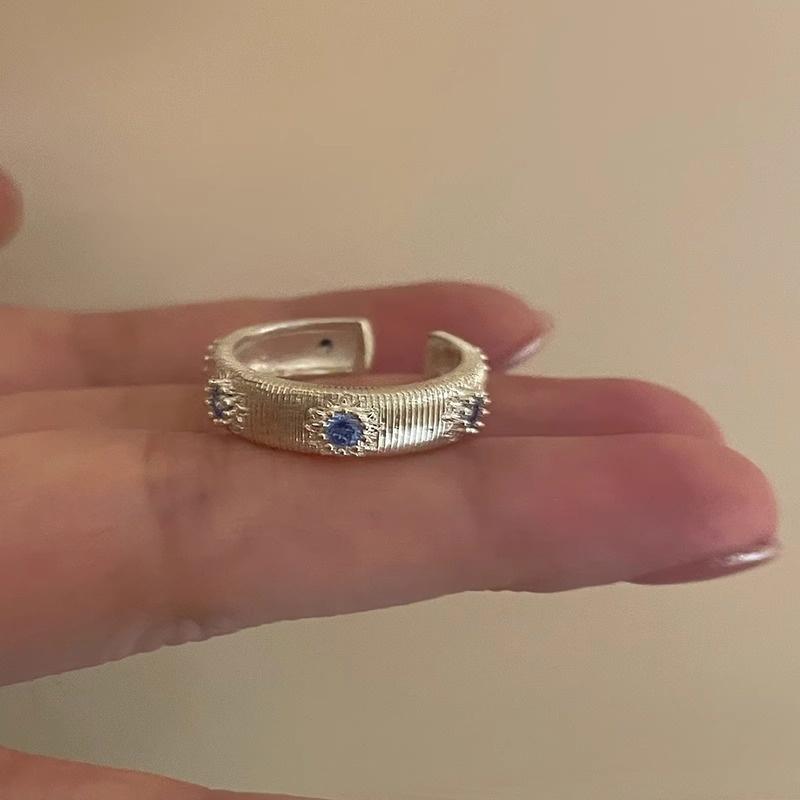 Product Introduction of Sea blue, cross, brushed, zircon, ring, female niche design, couple index finger ring ins style, simple temperament, ring, trend personality versatile 12