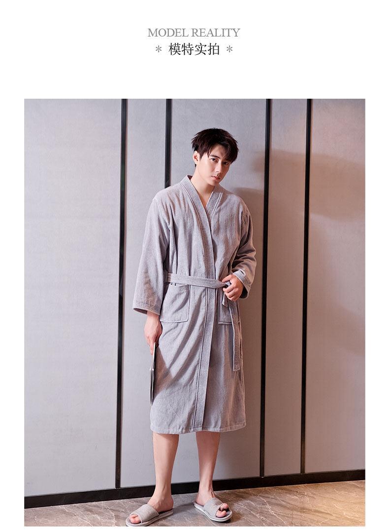 Product Introduction of Pure Cotton Hotel Bathrobe 2024 Autumn Winter Men's Quick Dry Towel Material All Seasons Adult Sleep Robe Hotel Style 11