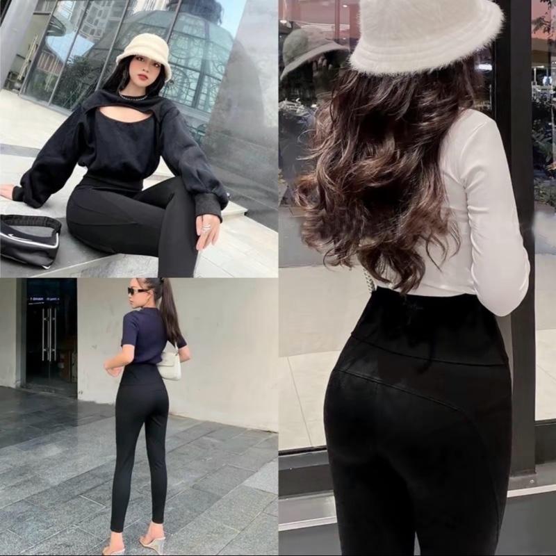 Quần legging nữ cạp cao bản to gen bụng chất vải Umi dày dặn mêm co giãn nâng v3 - Quần Legging dài lưng cao ôm bó sát 1
