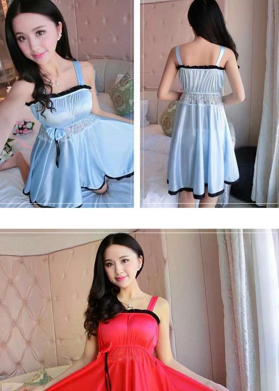 Product Introduction of Đồ Ngủ Lụa Lạnh Phong Cách Hàn Quốc, Dành Cho Nữ, Có Áo Ngực, Mỏng Và Gợi Cảm, Váy Ngủ, Thiết Kế Băng Giá, Kiểu Dây Đeo Băng Quấn Không Tay Dài Trung Bình Thích Hợp Mặc Nhà, Mùa Hè 13