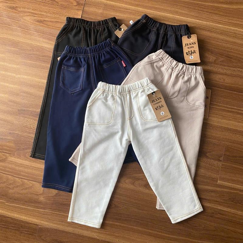 Combo 3 quần dài cho bé trai, bé gái chất giả jean mềm mịn, co giãn size từ 8-40kg