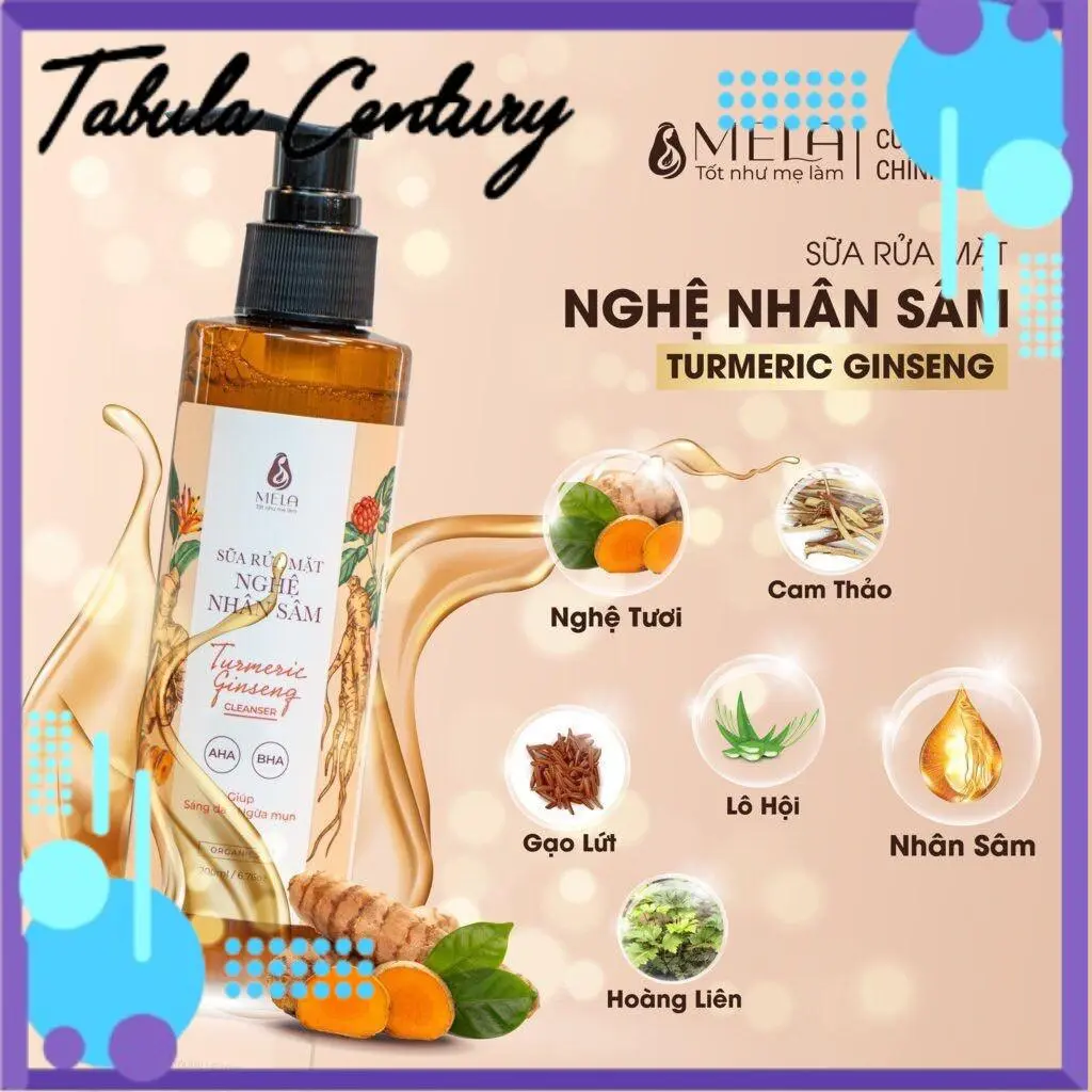 Sữa Rửa Mặt Nghệ Nhân Sâm MELA Cho Da Dầu Mụn Sáng Da Tẩy Tế Bào Chết 200ml - Tabula Century