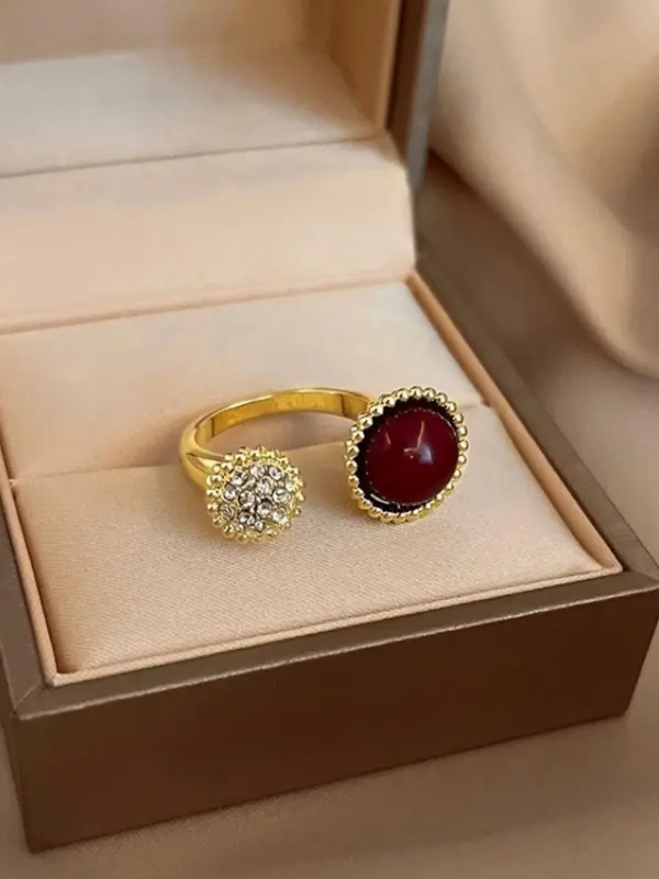Vintage Rhinestone Decorated Ring, Elegant Jewelry for Women, Fashion Accessories for Daily Wear, Trendy All-match & Exquisite Jewelry for Birthday Gift 5