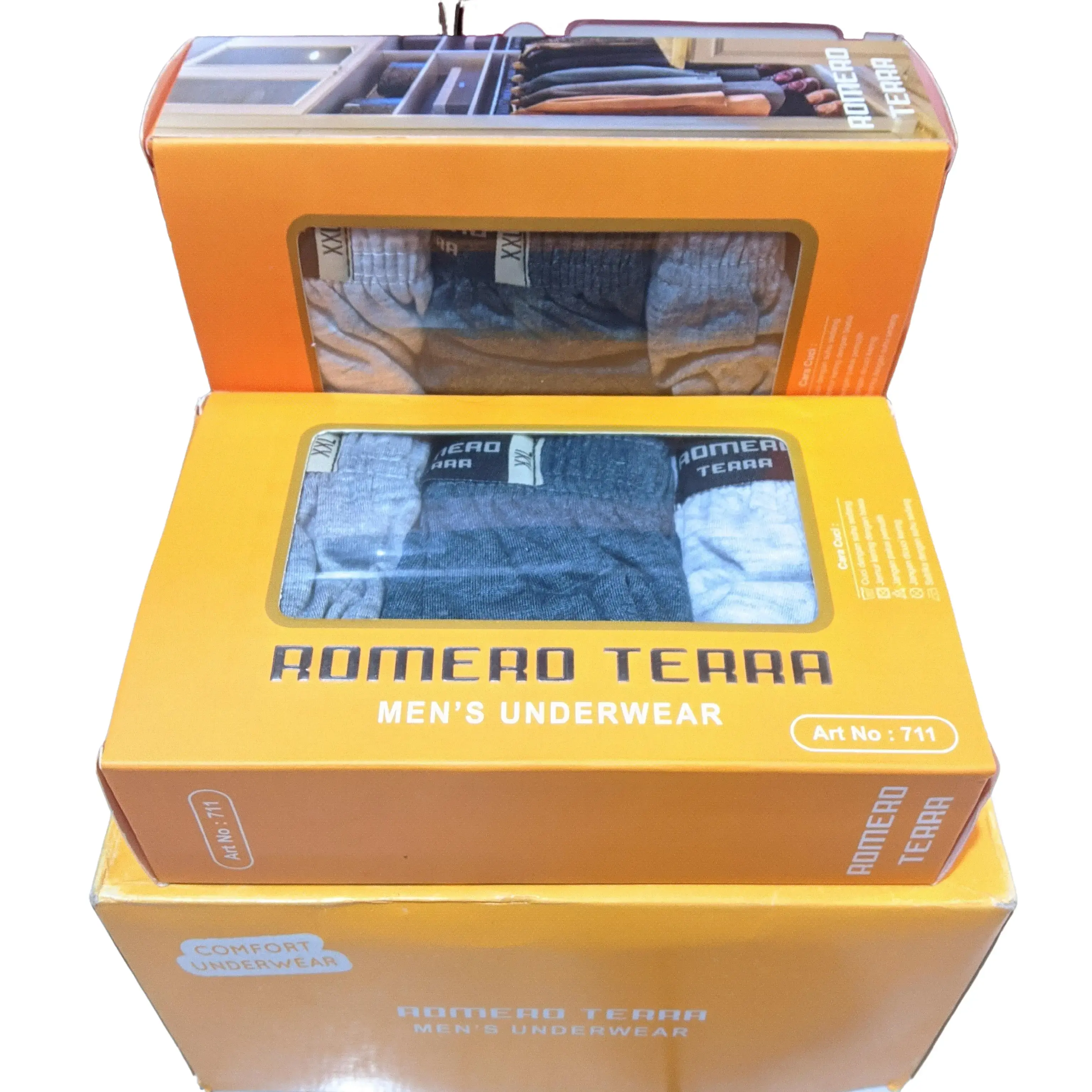 Celana Dalam Pria cowok dewasa   Romero Terra Boxer Karet katun  Lembut Polos - 1 Pack (3 Pcs) - nyaman dipakai.
