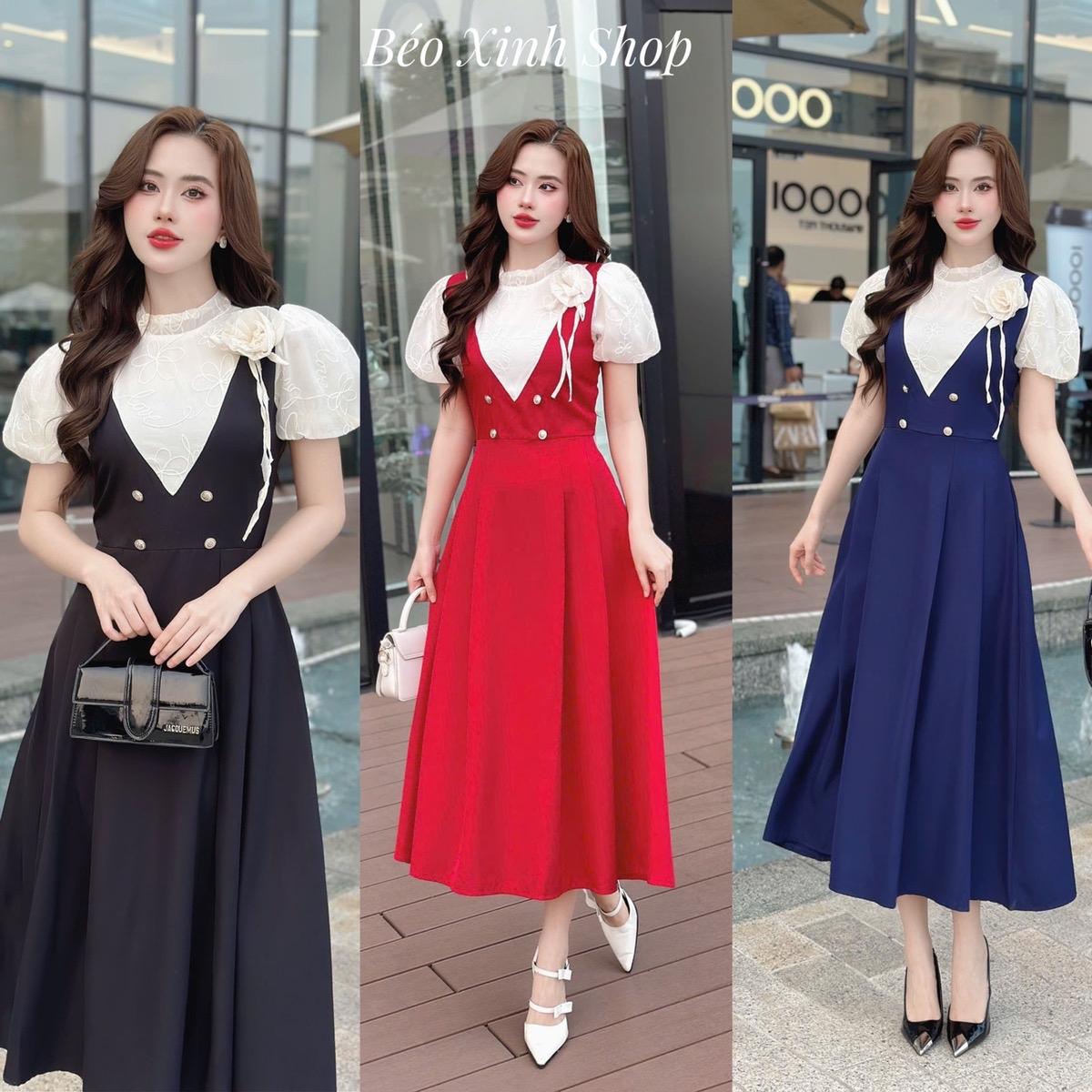 Váy Thời Trang Nữ Phối Voan Thêu 2 Lớp Cao Cấp Thanh lịch 40 - 95Kg - A.1445