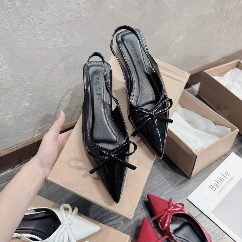 Sandal mũi nhọn nơ xinh đế bệt 4