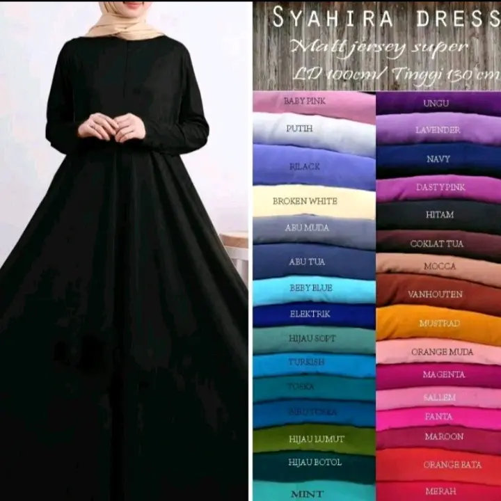 GROSIR GAMIS JERSEY MAT PREMIUM SUPER MURAH PAKAIAN POLOS FASHION MUSLIMAH WARNA PUTIH HITAM BIRU UKURAN L - XL Abu Coklat