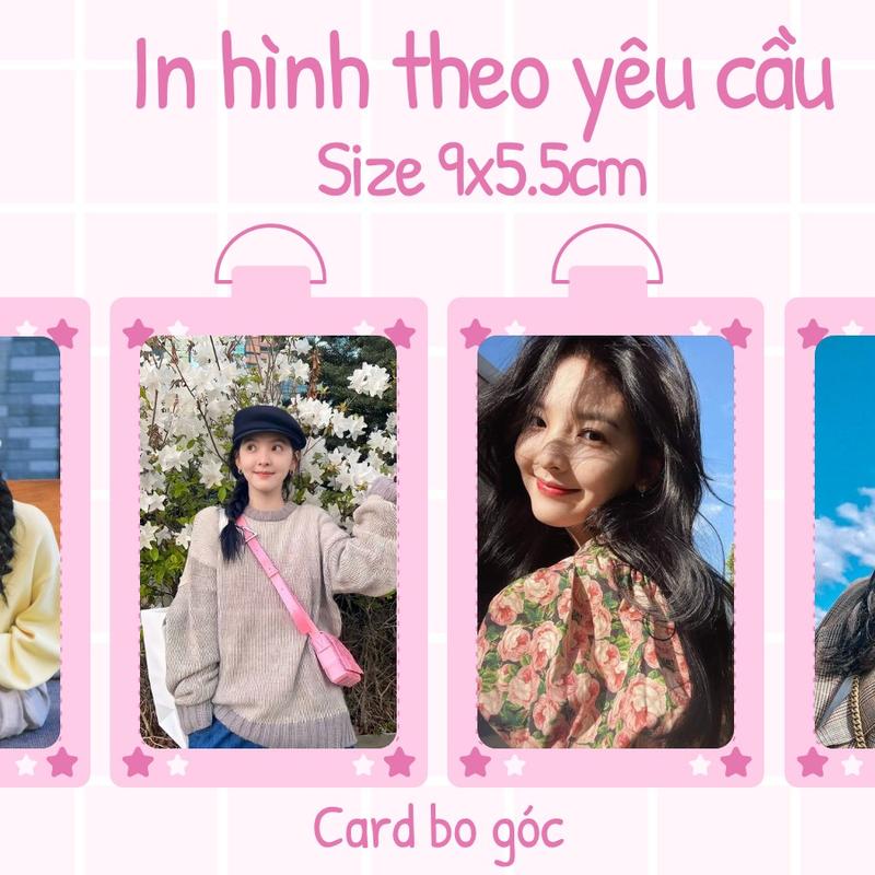 Combo 50 Card Lụa Bo Góc 1 MẶT. In hình theo yêu cầu Size 9 x 5.5cm. In hình anime - thần tượng - chân dung - hoạt hình - gia đình - bạn bè - anh trai - say hai - say hi - ht2. card fansite