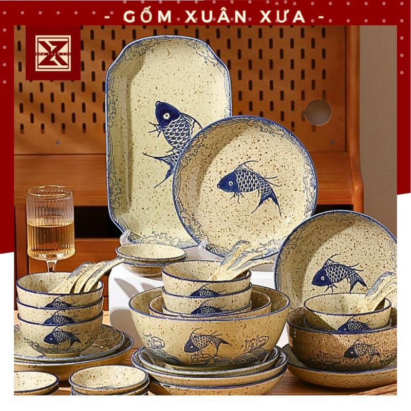 Bán lẻ Bộ Bát Đĩa men tiêu cổ Gốm Xuân Xưa, Bát, Bát ăn cơm, bát tô gốm, chén, chén sứ, bộ chén dĩa, chén ăn cơm, tô sứ bat diagiadinh