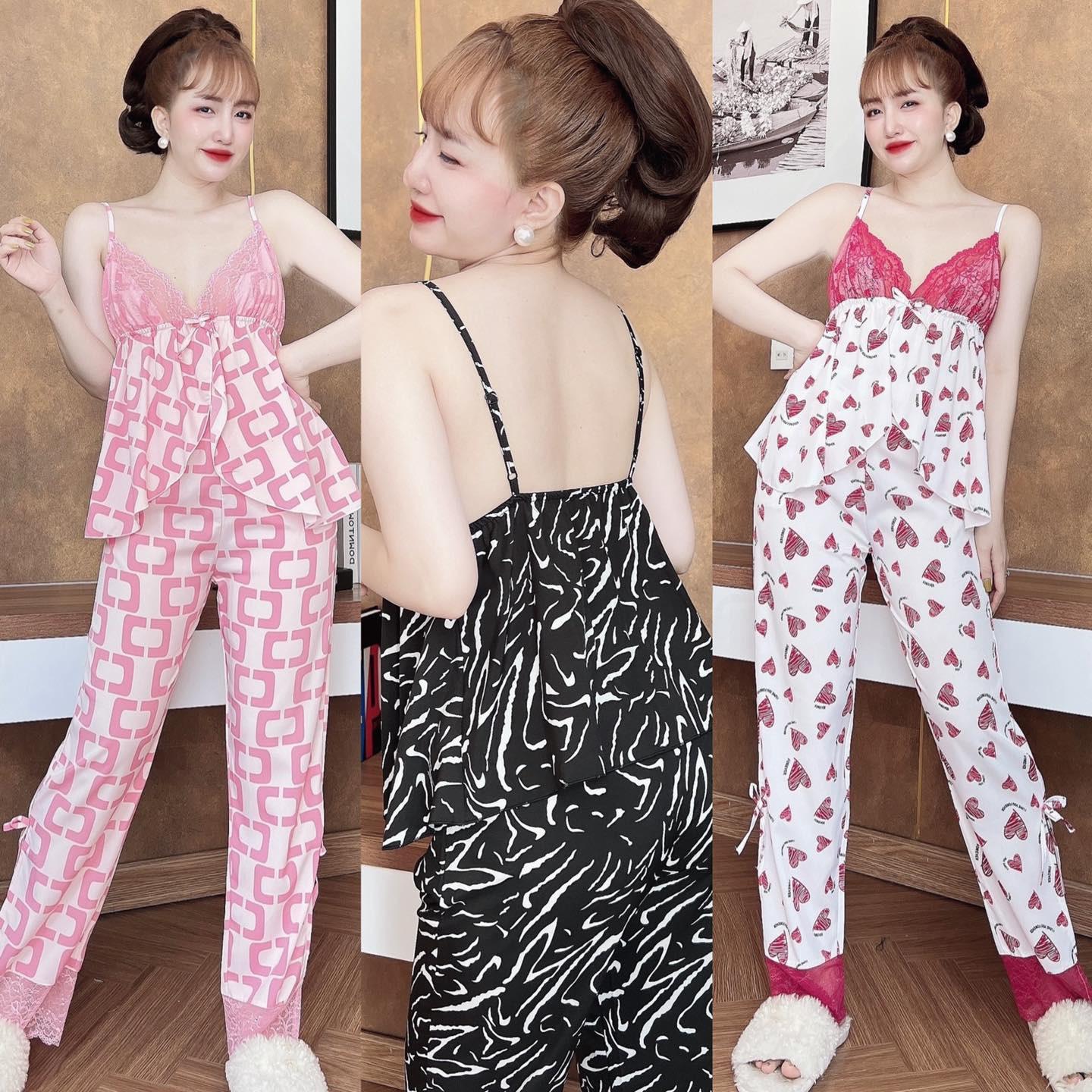 Áo 2 Dây BigsizeVải Lụa Nhật Phối Ren 50-80kg Nữ Áo Ngủ - A.5407