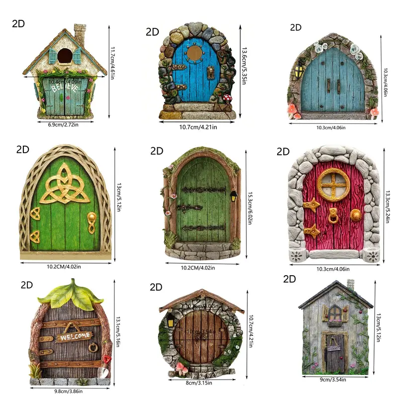 Creative Door Design Garden Decor, Wood Fairy Garden Accessories, Micro Landscape Decoration, Suitable for Outdoor Garden Lawn Decoration 2