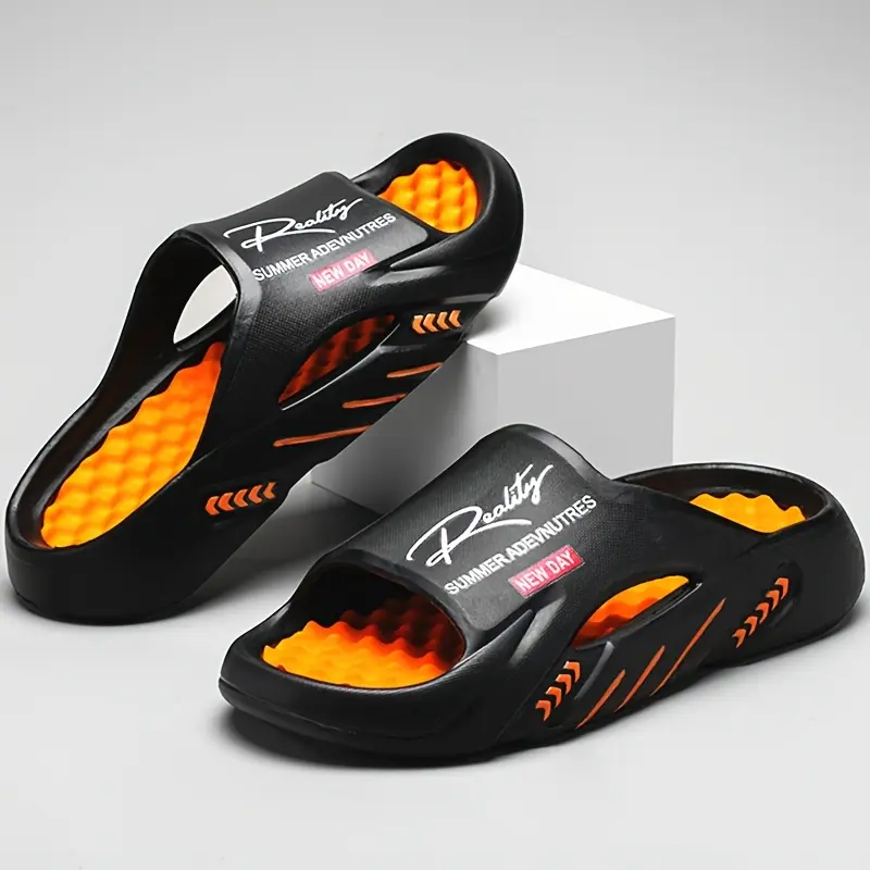 EVA Sandals with Alphabet Design - Casual Street Sports Style, Breathable Open Toe, All-Season Indoor/Outdoor Beach Party Footwear, Comfortable Sole